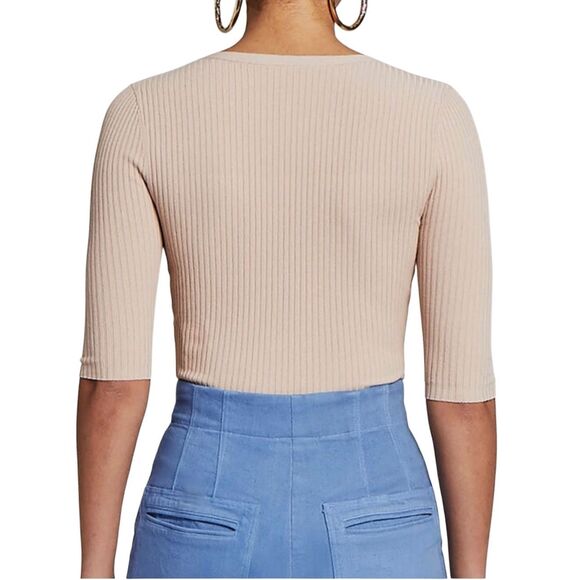 A.L.C. Ribbed Toni Bodysuit in Tamarind Beige Size L - Picture 2 of 12